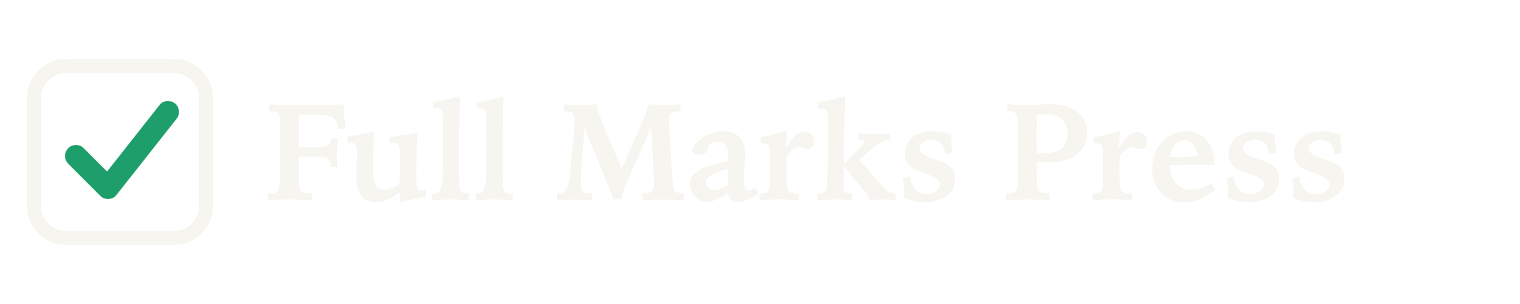 Full Marks Press logo, reversed for dark backgrounds