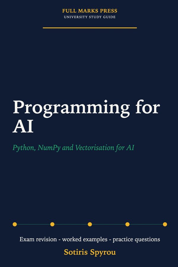 Cover of Programming for AI, a Full Marks Press university study guide